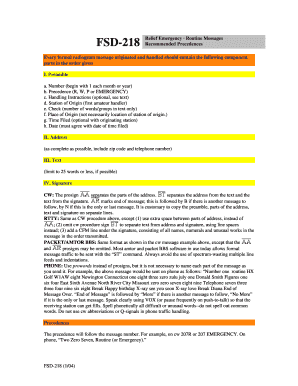 FSD218 Relief Emergency Routine Messages Recommended Precedences Every formal radiogram message originated and handled should contain the following component parts in the order given I
