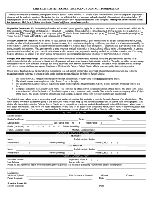 Consent to Treat Athletic bInjury Formb - Palmyra Public School