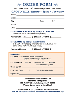 ORDER FORM - Crown Hill
