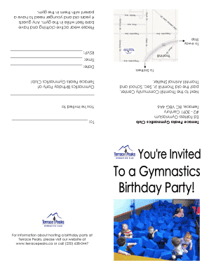 Party invitation template word - Birthday Party Invitations - Terrace Peaks Gymnastics Club - terracepeaks