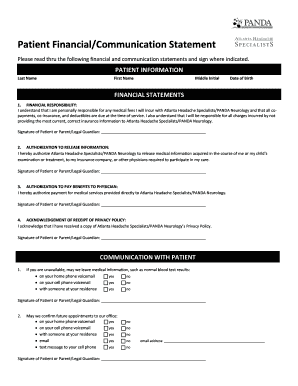 Patient Financial/Communication Statement Please read thru the following financial and communication statements and sign where indicated