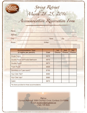 Irs form 8282 - Sp March 21-25 2016 Accommodation R ervation Form - aspire