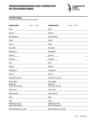 FINANZIERUNGSANFRAGE KAUF LIEGENSCHAFT MIT GEPLANTEM UMBAU