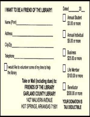 Membership form - Garland County Library