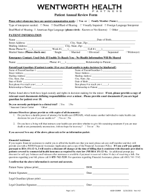Patient Annual Review Form - Dover Family Practice