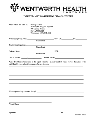 6028-06MR, Patient/Family Confidential Privacy Concern. Ver