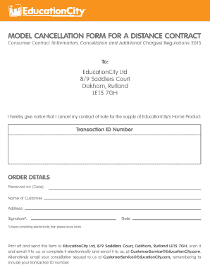 Model bcancellation formb for a distance contract - Education City