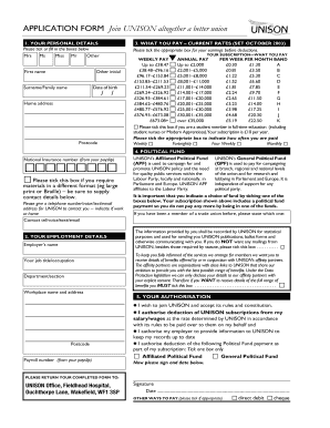 APPLICATION FORM Join UNISON altogether a better union 1 - swyp-unison org