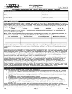 Virtus Mutual Funds Letter of Intent
