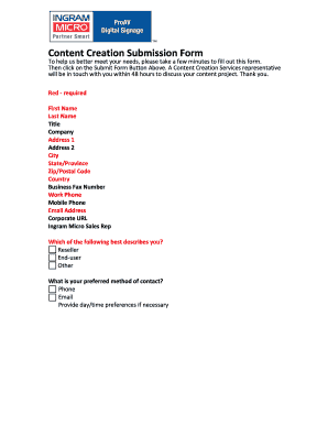 Content Creation Services Submission Form