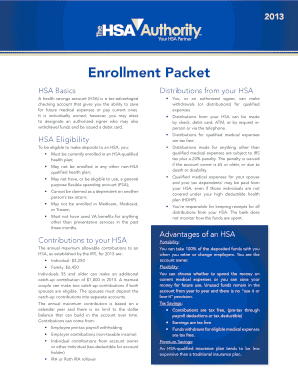 2013 HSA Enrollment Packet