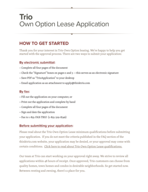 Trio Own Option Lease Application