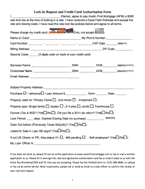 Lock-In Request and Credit Card Authorization Form