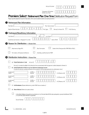 Premiere Select Retirement Plan One-Time Distribution Request Form