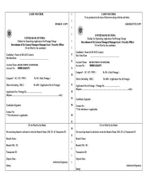 United Bank of India Cash Voucher