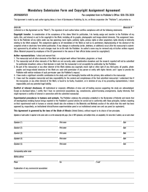 Mandatory Submission Form and Copyright Assignment Agreement
