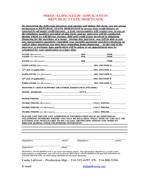 Republic State Mortgage Prequalification Application