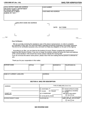 Shelter Verification Form