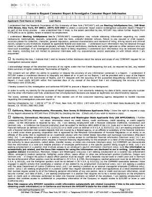 Consent to Request Consumer Report