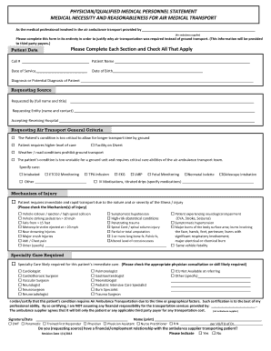 Air Medical Transport Justification Form
