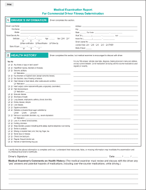 Commercial Driver Medical Examination Report
