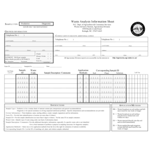 North Carolina Waste Analysis Form