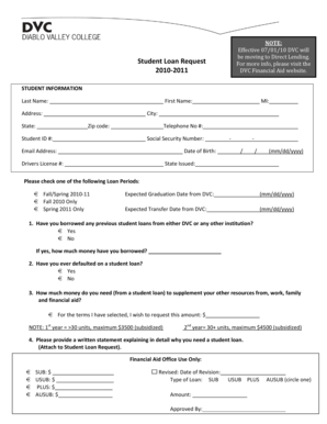 Student Loan Request Form