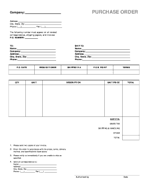church purchase order form