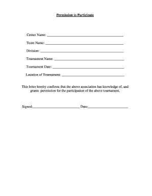 Permission to Participate in Tournament
