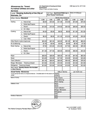 HUD Tenant Utility Allowance Form