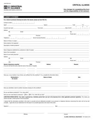 Critical Illness Claim Form