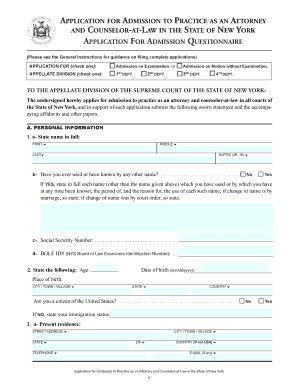 New York Attorney Admission Application