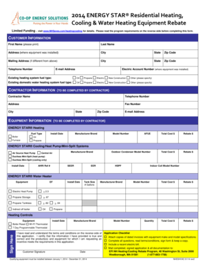 2014 ENERGY STAR Heating Cooling Rebate Form