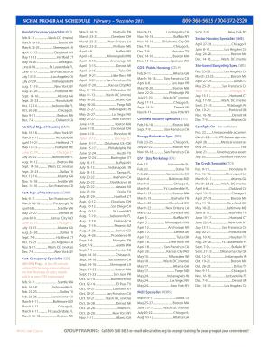 NCHM Program Schedule 2011