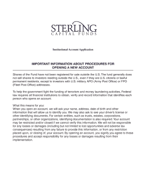 Institutional Account Application Form