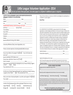 Little League Volunteer Application