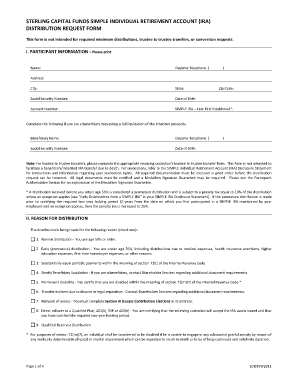 Sterling Capital Funds Simple IRA Distribution Request Form