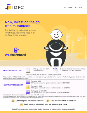 IDFC Mutual Fund One Time Debit Mandate Form