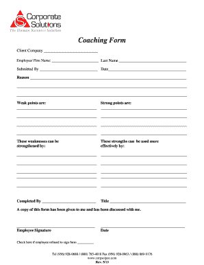 Employee Coaching Form