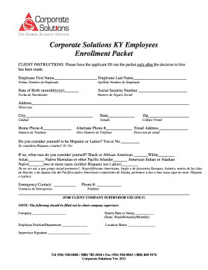 Corporate Solutions Employee Enrollment Packet