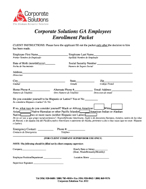 Corporate Solutions Employee Enrollment Packet