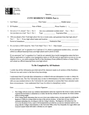 CUNY Residency Form
