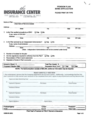 Pension Plan Bond Application