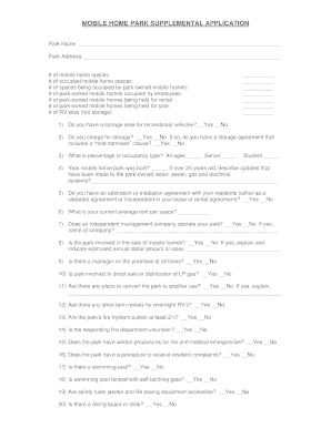 Mobile Home Park Supplemental Application