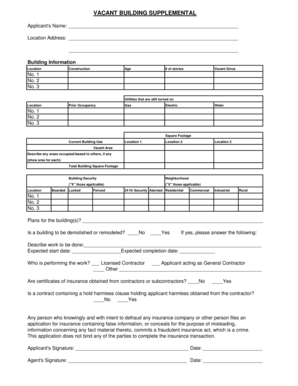 Vacant Building Supplemental Form