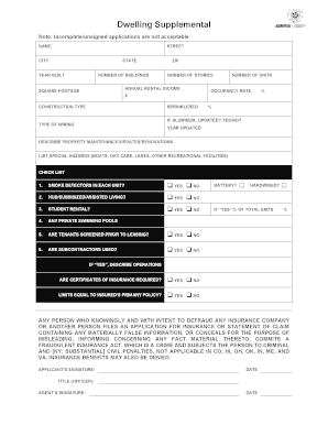 Dwelling Supplemental Application Form