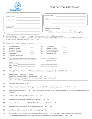 Apartment Questionnaire