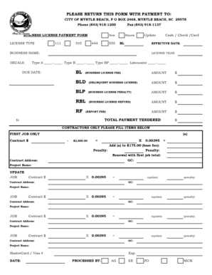 Business License Payment Form