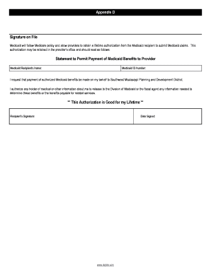 Medicaid Lifetime Authorization Form