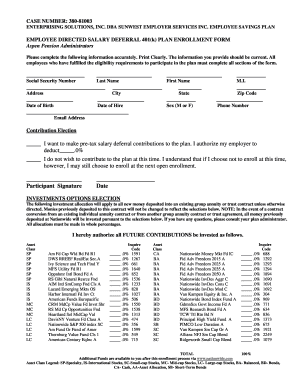 Employee 401(k) Plan Enrollment Form